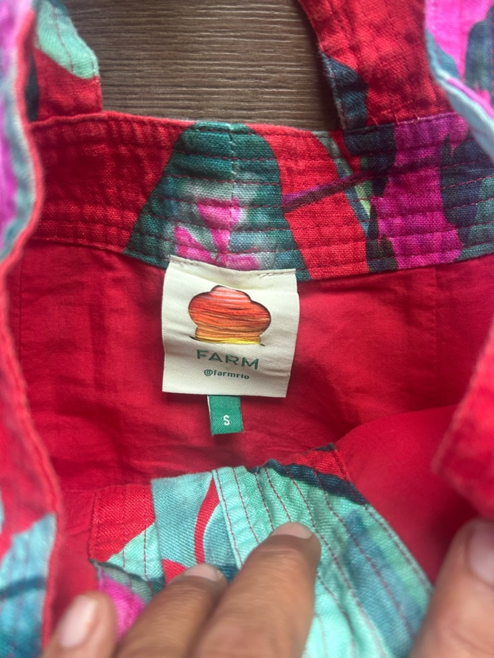 FARM Rio Red Tropical Printed Sundress with Teal & Pink Accents - Picture 3 of 5